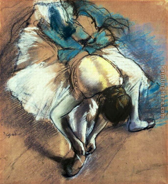 Dancer Fastening her Pump painting - Edgar Degas Dancer Fastening her Pump art painting